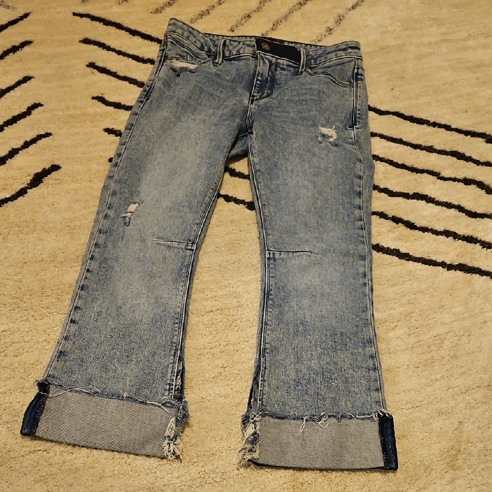 Rta Women's Light Blue Distressed Wide-Leg Jeans